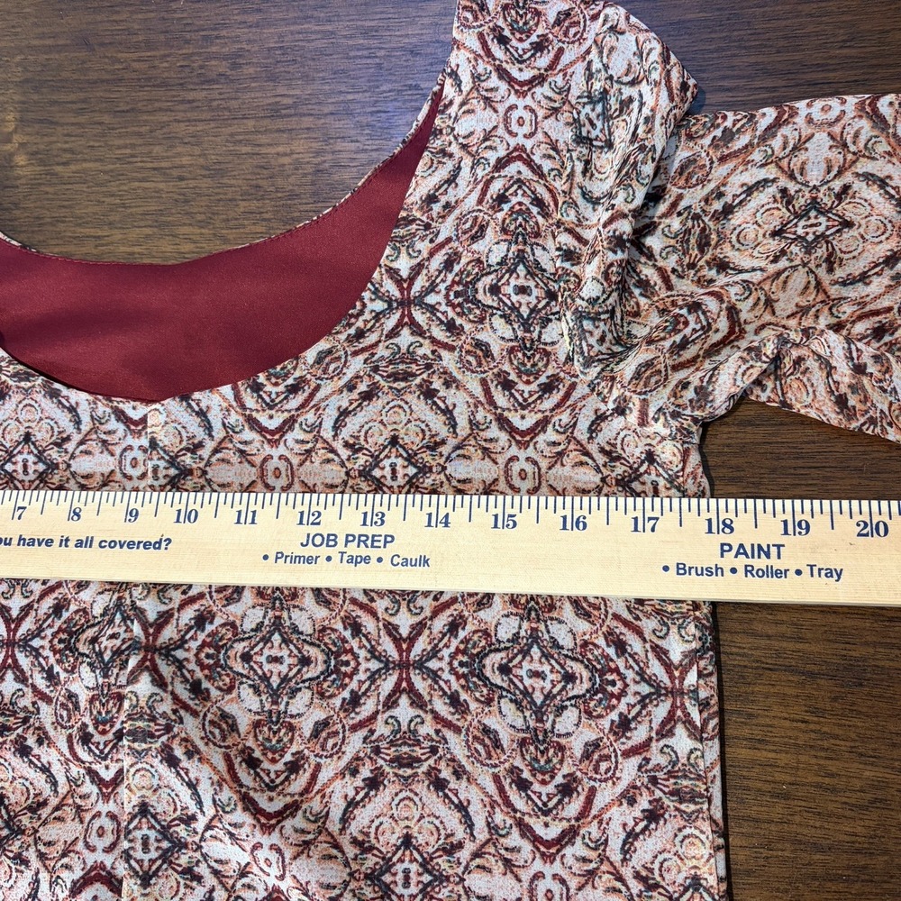 Xhilaration Dress Size M Browns Geometric Print‎ Boho Bohemian Peasant Hippi - Picture 7 of 8